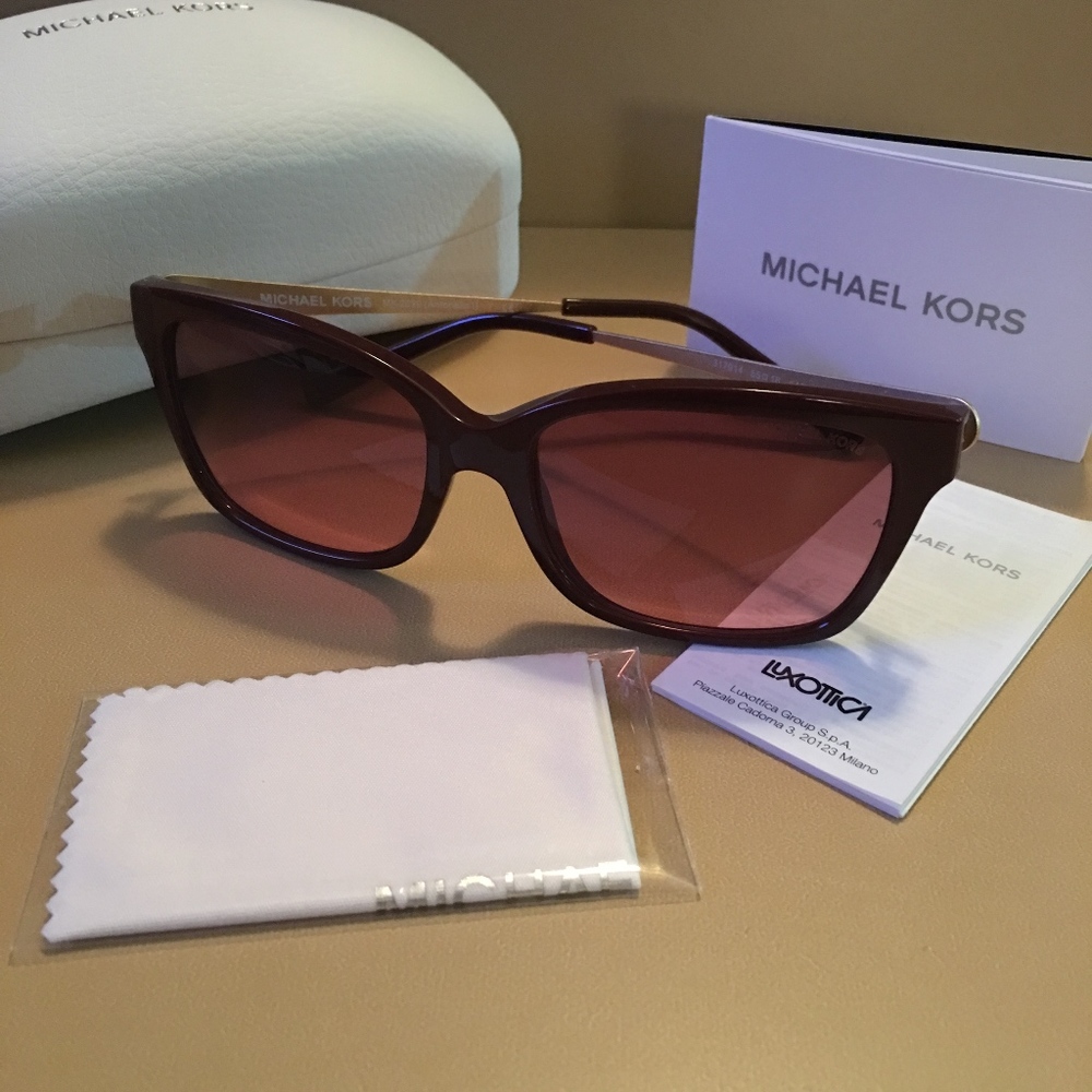 NIB MICHAEL KORS BURGUNDY & GOLD SUNGLASSES - SEXY - Picture 7 of 8